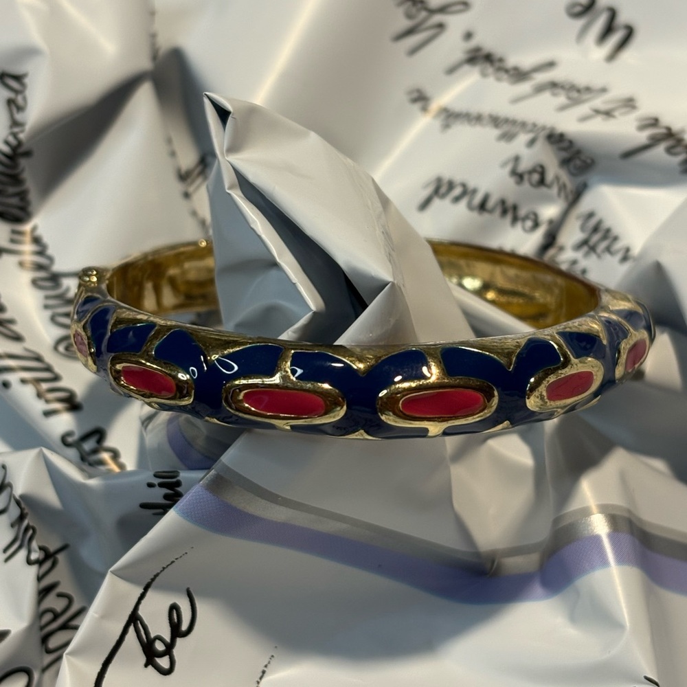 Elegant Gold and Red Enamel Bracelet